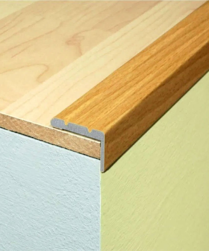A31 25 x 10mm Aluminium Wood Effect Self Adhesive Stair Nosing Edge Trim - Company