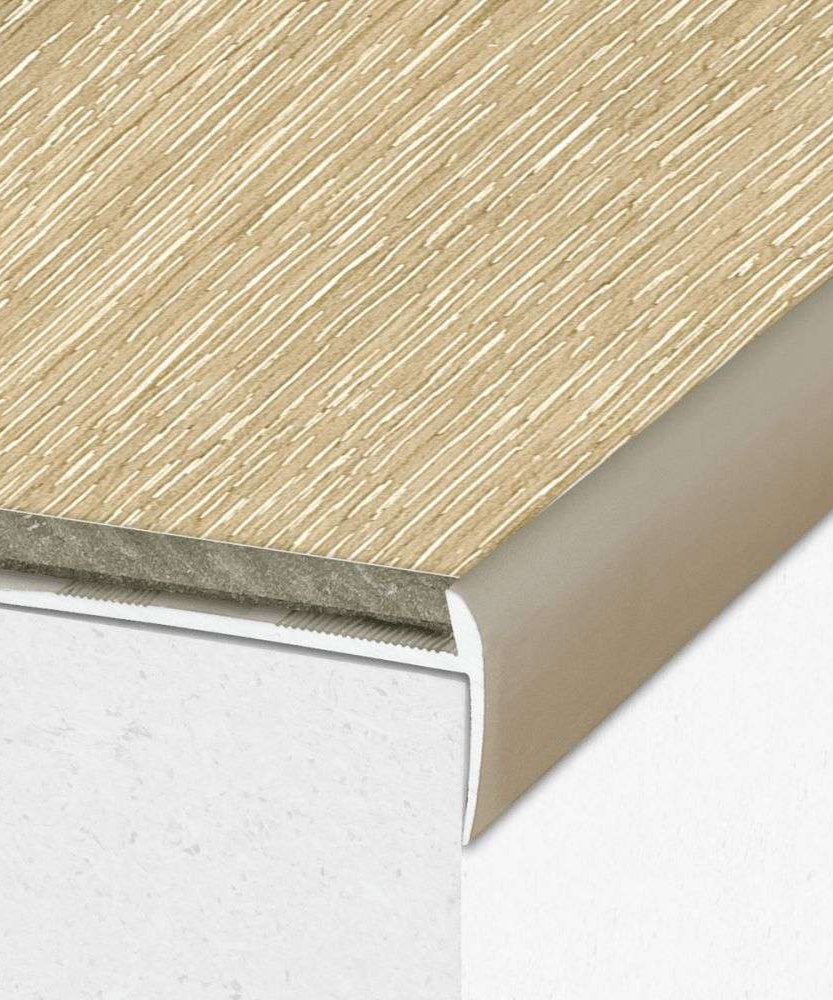 C27 44 x 20.5mm Anodised Aluminium LVT Stair nosing Edge Profile For 5mm Flooring Stair Nosing etc