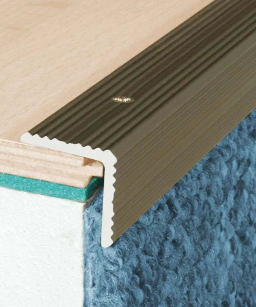 A35 20 x 20mm Anodised Aluminium Non Slip Ribbed Treads Stair Nosing Edge Trim Stair Nosing etc