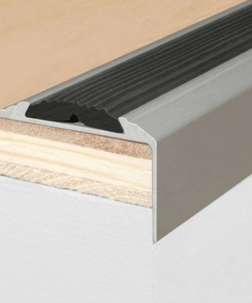 A38 46 x 30mm Anodised Aluminium Non Slip Rubber Stair Nosing Edge Trim Stair Nosing etc
