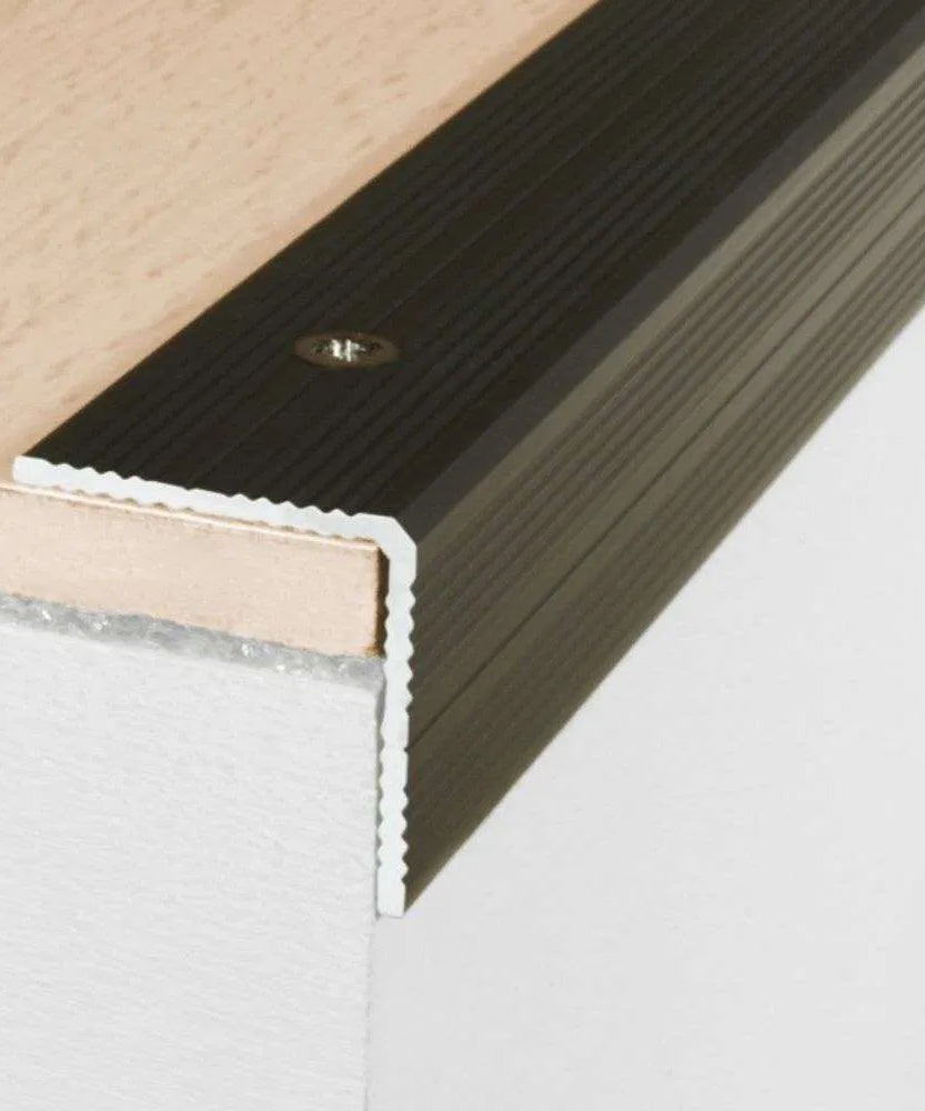 A40 25 x 25mm Anodised Aluminium Non Slip Ribbed Treads Stair Nosing Edge Trim Stair Nosing etc