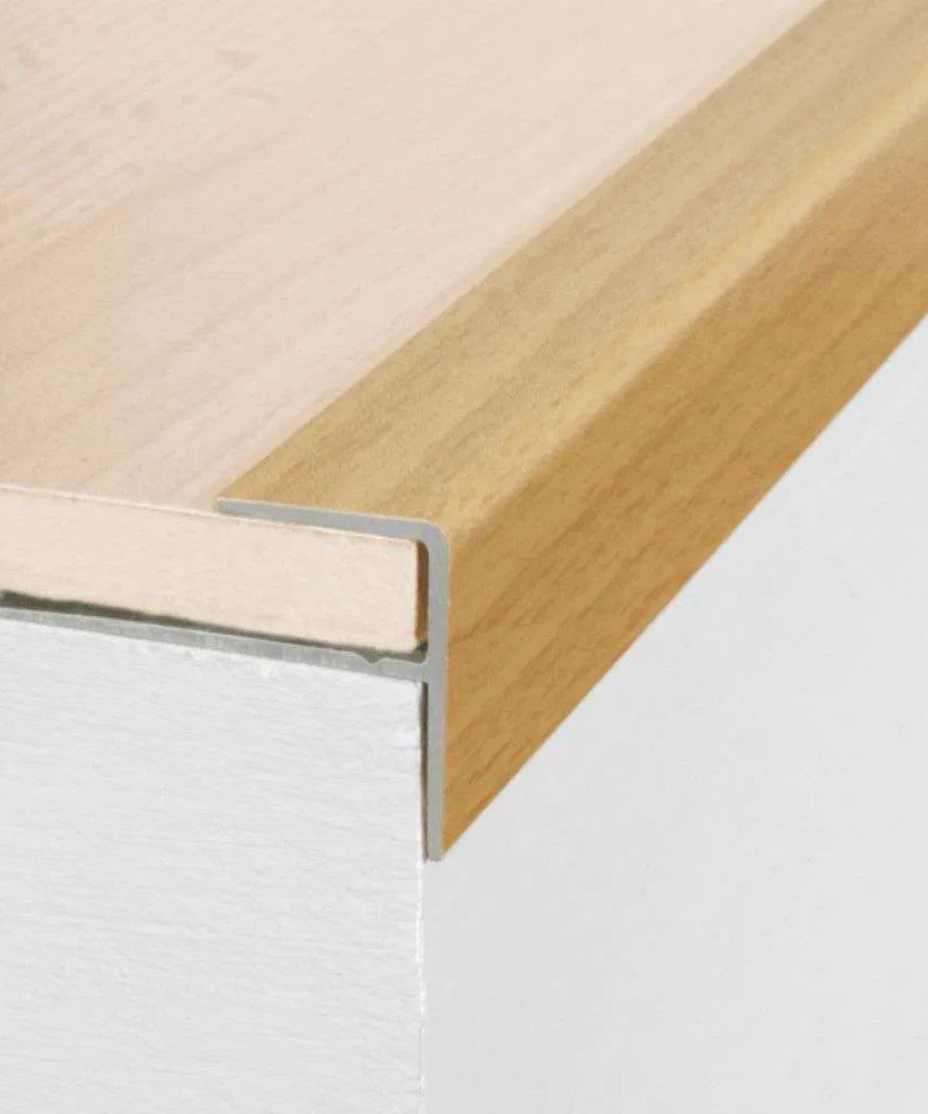 A60 15 x 22mm Push-In Aluminium Wood Effect Stair Nosing Edge Trim Stair Nosing etc