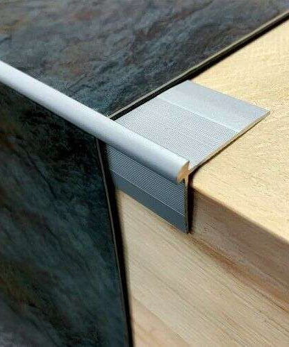TVC 40 x 26mm Anodised Aluminium LVT Stair nosing Edge Profile For 3mm Flooring Stair Nosing etc
