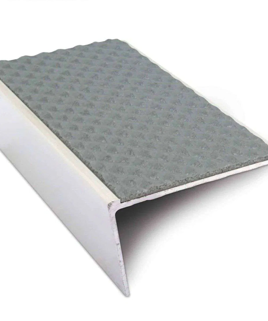NSL02 Tredsafe 57 x 32mm Aluminium Non Slip Stair Nosing Rakeback Edge Trim With Pvc Insert Stair Nosing etc